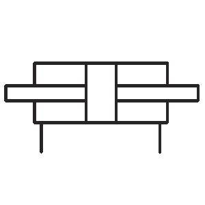 Double-acting cylinder with double rod symbol